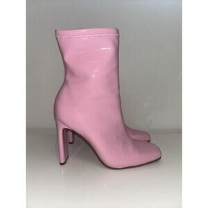 STEVE MADDEN LYNDEN WOMENS BLOCK HEEL ZIPPER ANKLE BOOTS PINK US 7